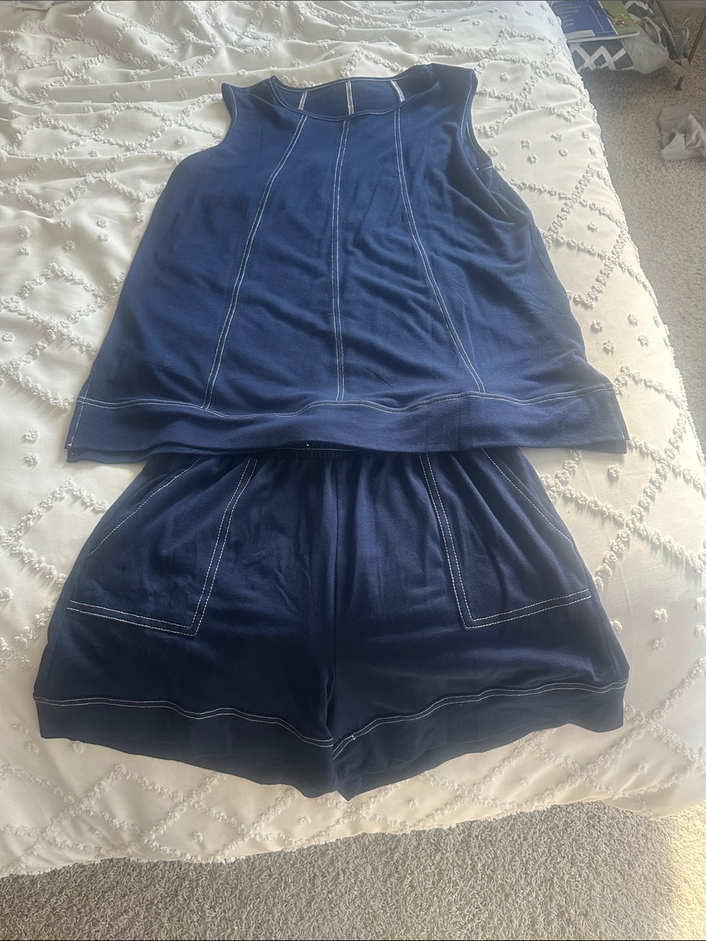 Navy Women’s Sleeveless Top & Shorts Set